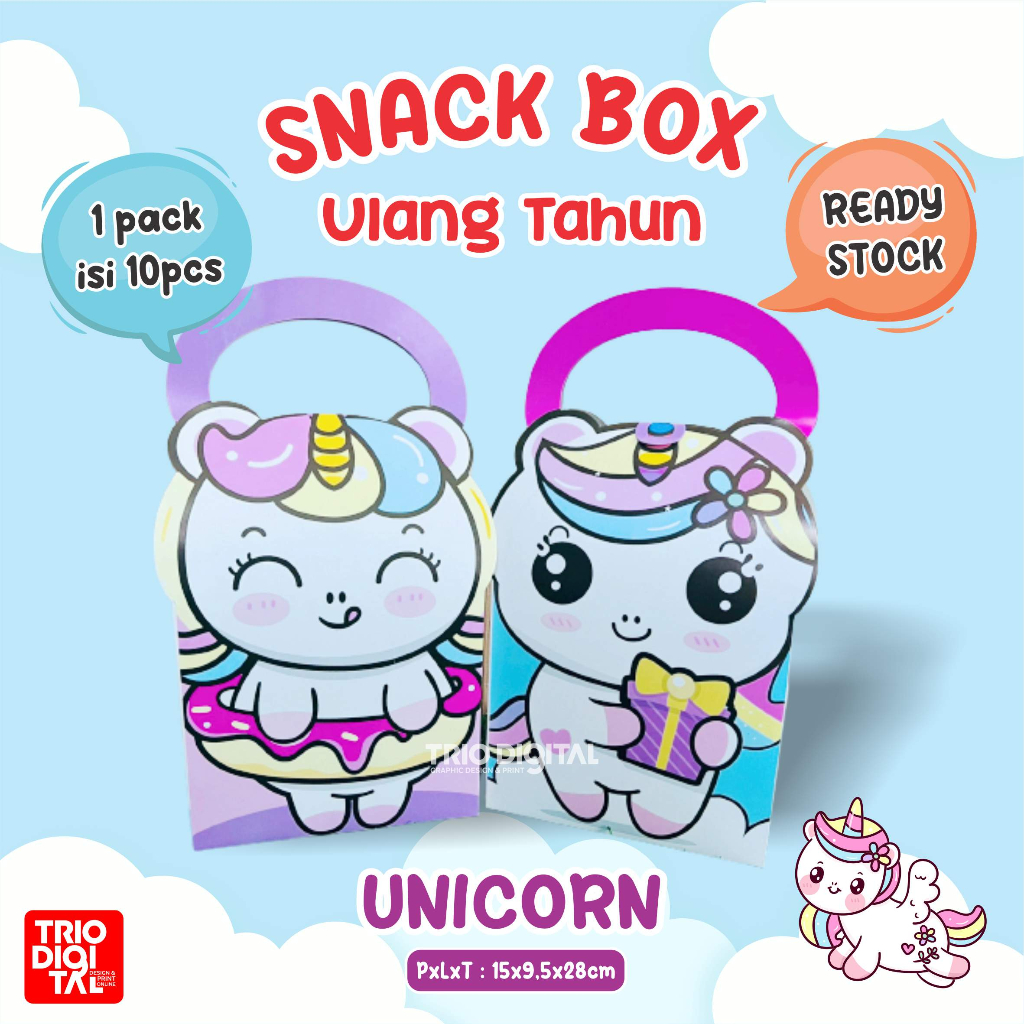 (Isi 10Pcs) Tas Ulangtahun/ Tas Snack/ Snack Box Karakter/ Tas Ultah Aqiqah/ Tas Sourvenir