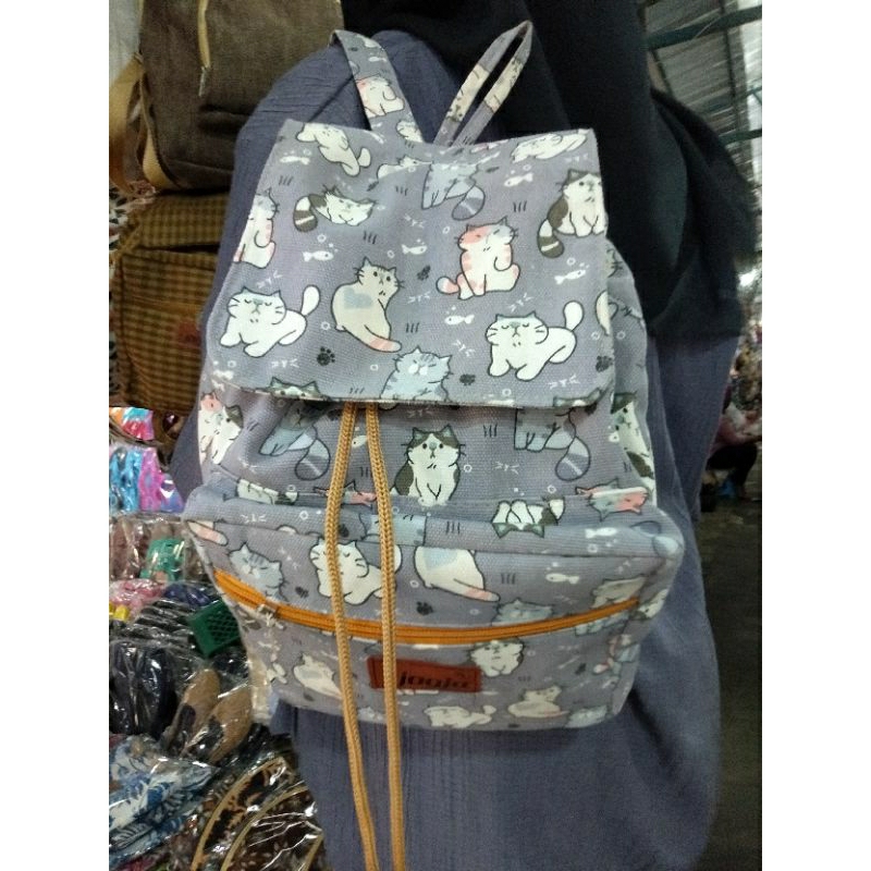 RANSEL motif kucing Jogja termurah|| tas ransel serut oleh oleh jogja.