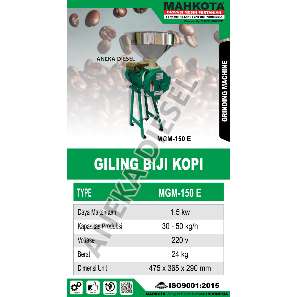 Mesin Grinding MGM 150E MAHKOTA Mesin Giling Gilingan Penggiling Kopi MGM 150E MAHKOTA
