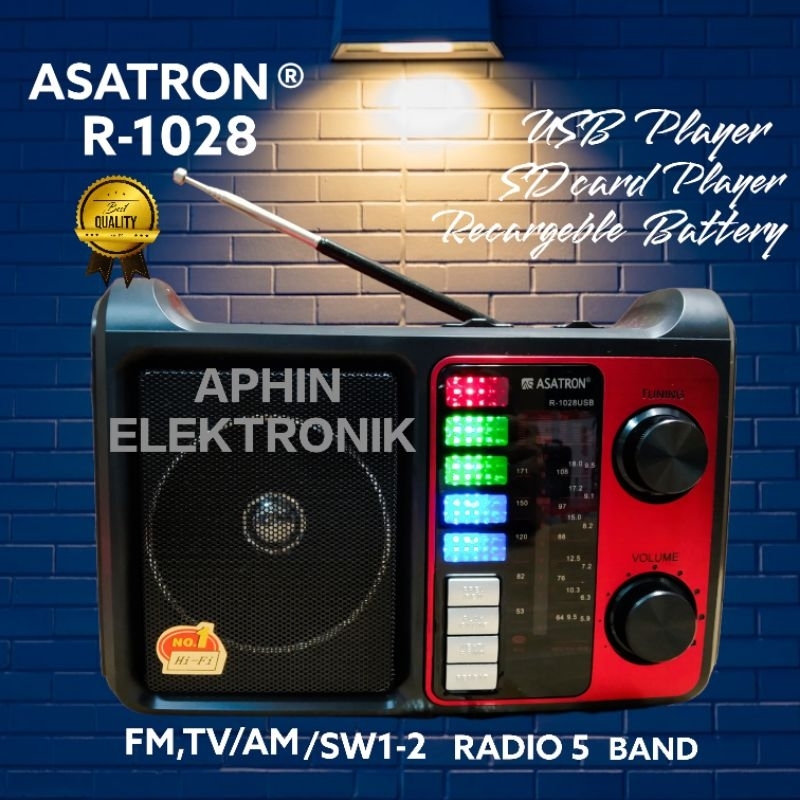 Radio ASATRON R+1028 USB Radio 3 Band Radio Jadul