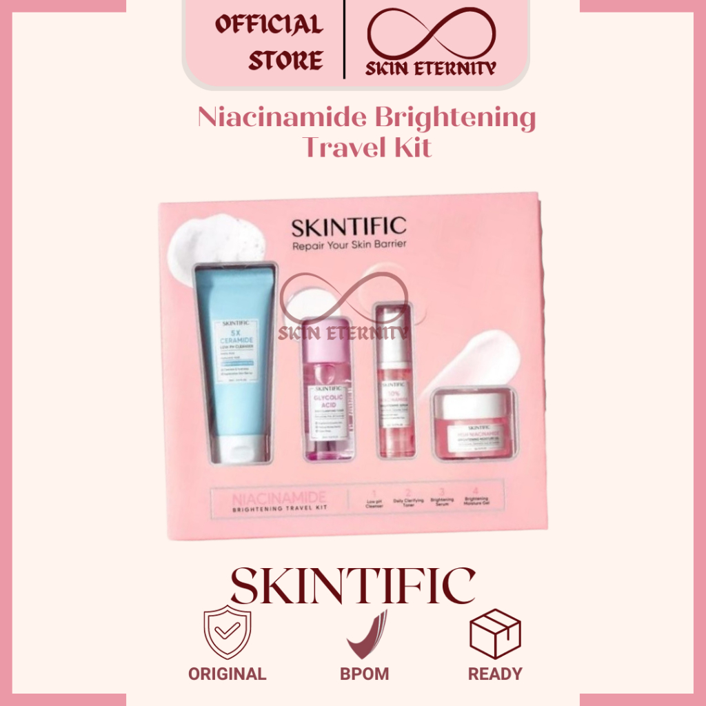 SKINTIFIC MSH NIACINAMIDE BRIGHTENING TRAVEL KIT BPOM Repair Kit Paket pink Mencerahkan  skintifik