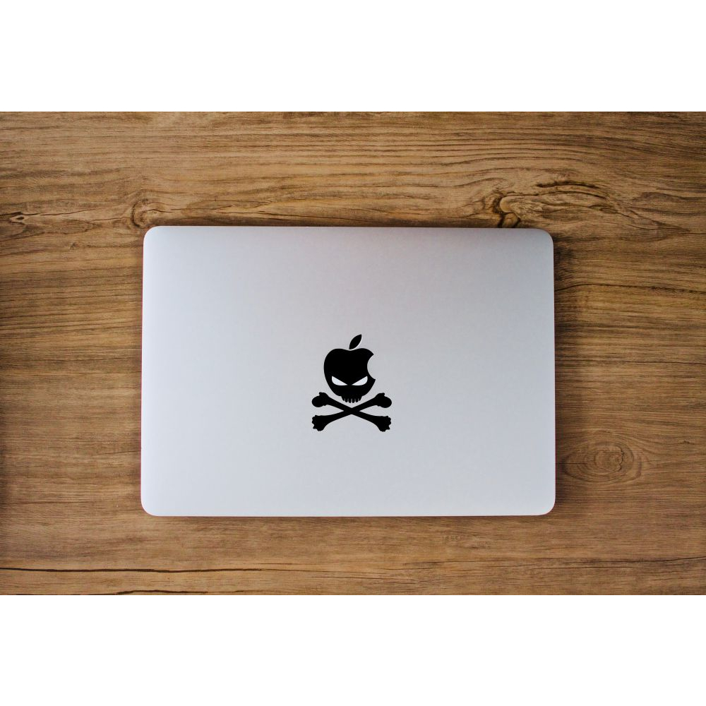 Stiker Apple Skull Pirate Cross Bones - Laptop Macbook Sticker