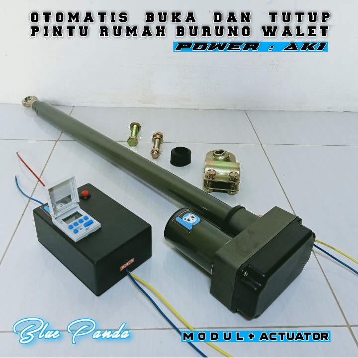 Otomatis buka dan tutup pintu rumah burung walet power aki 12 volt BLUE PANDA