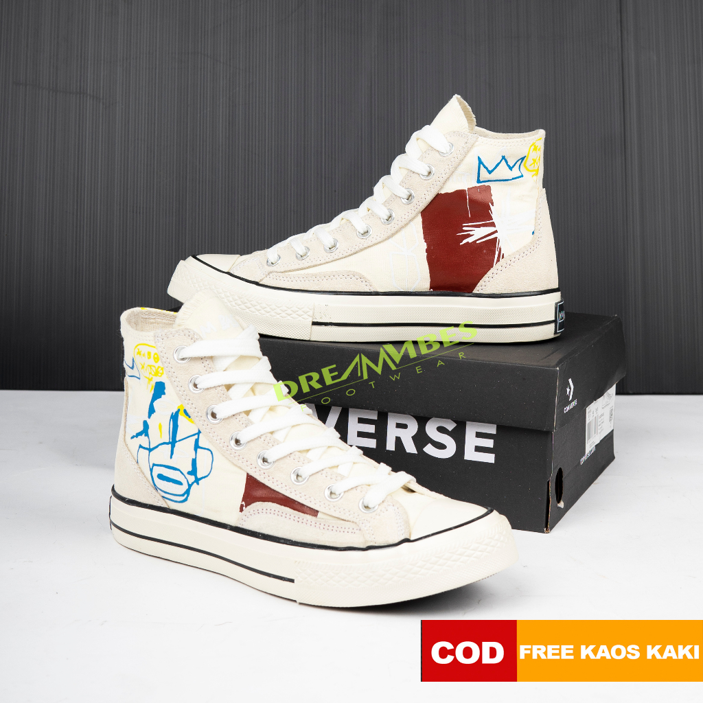 SEPATU SNEAKERS PRIA CONVERSE 70S HI ALLSTAR JEAN MICHAEL BASQUIAT WHITE TERLARIS
