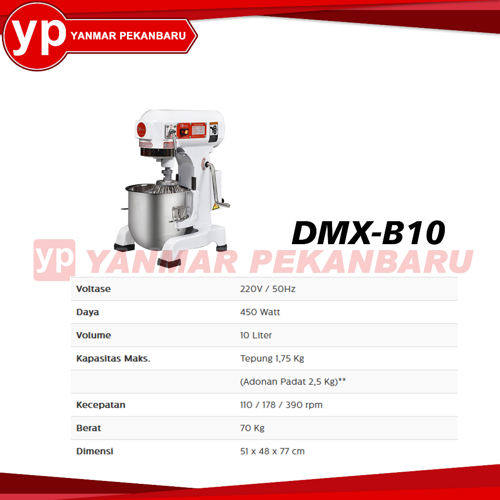 Pengaduk Adonan Tepung / Planetary Mixer 10 Liter DMX B 10 FOMAC