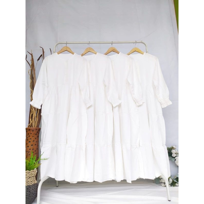 GAMIS POLOS PUTIH SUSUN/GAMIS RAYON TWILL POLOS PUTIH