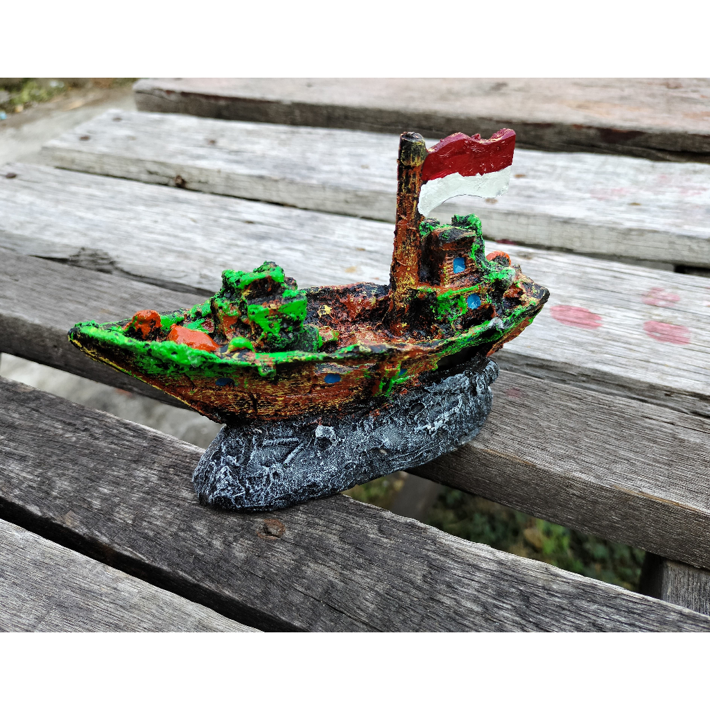 Dekorasi aquarium kapal bendera, hiasan aquarium kapal bendera, kapal bendera, hiasan kapal bendera 