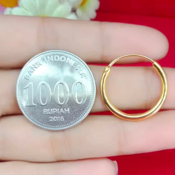 Anting Titanium gipsi kait ukir gold anti karat