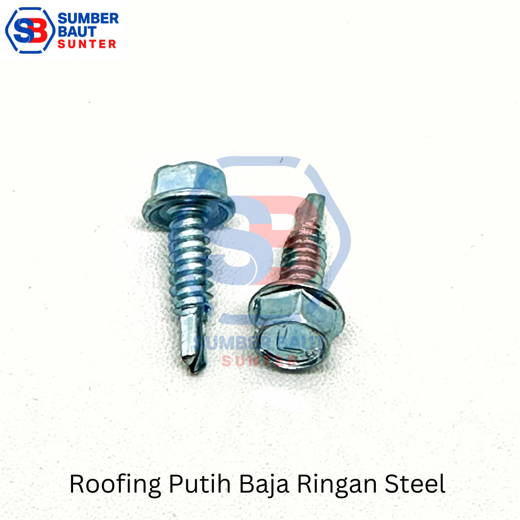 Skrup Roofing Putih Baja Ringan 10x19 Moon Lion Steel