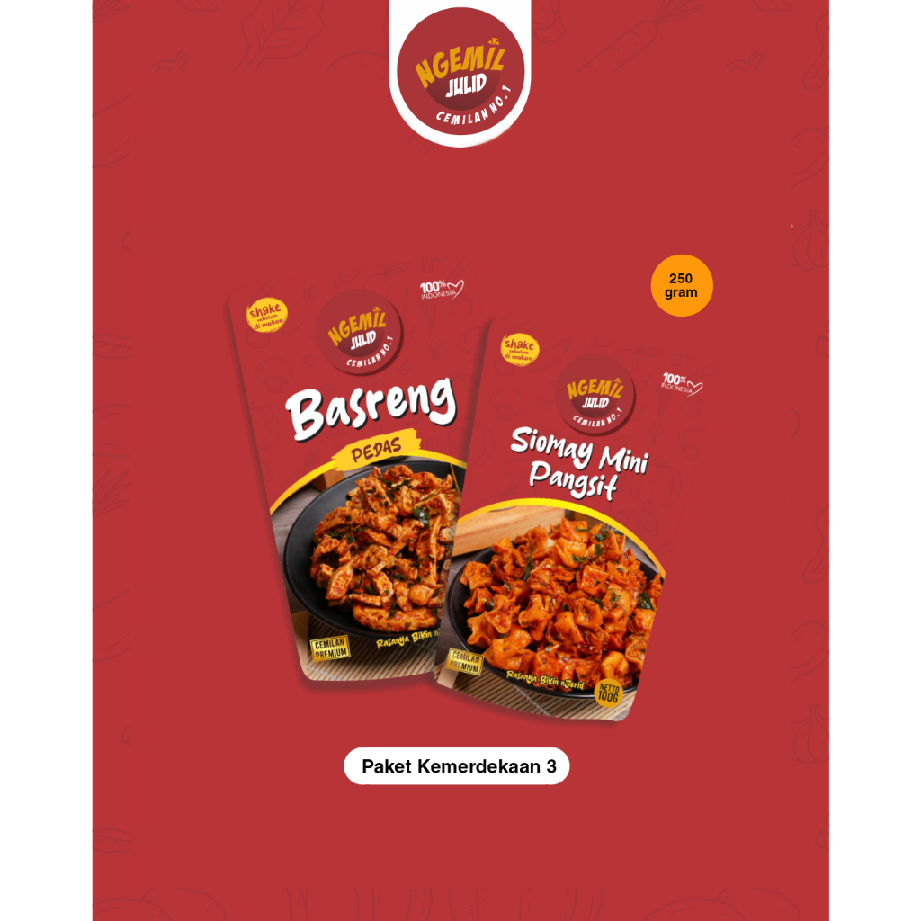 

PAKET KEMERDEKAAN 3 | BASRENG PEDAS | SIOMAY MINI PANGSIT | FREE 1 SNACK 100 GRAM