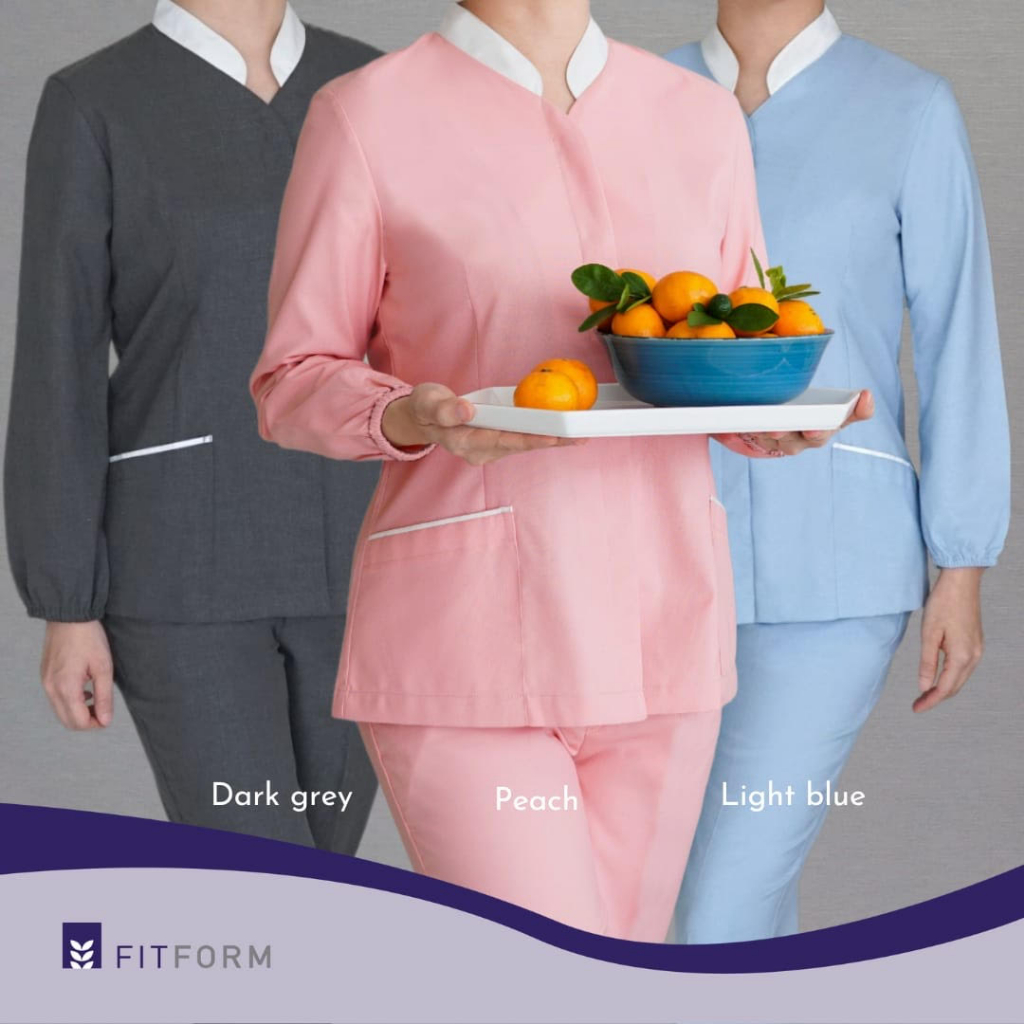 Seragam Suster / Seragam Wanita/  FITFORM Mandarin Lengan Panjang (Celana Panjang)