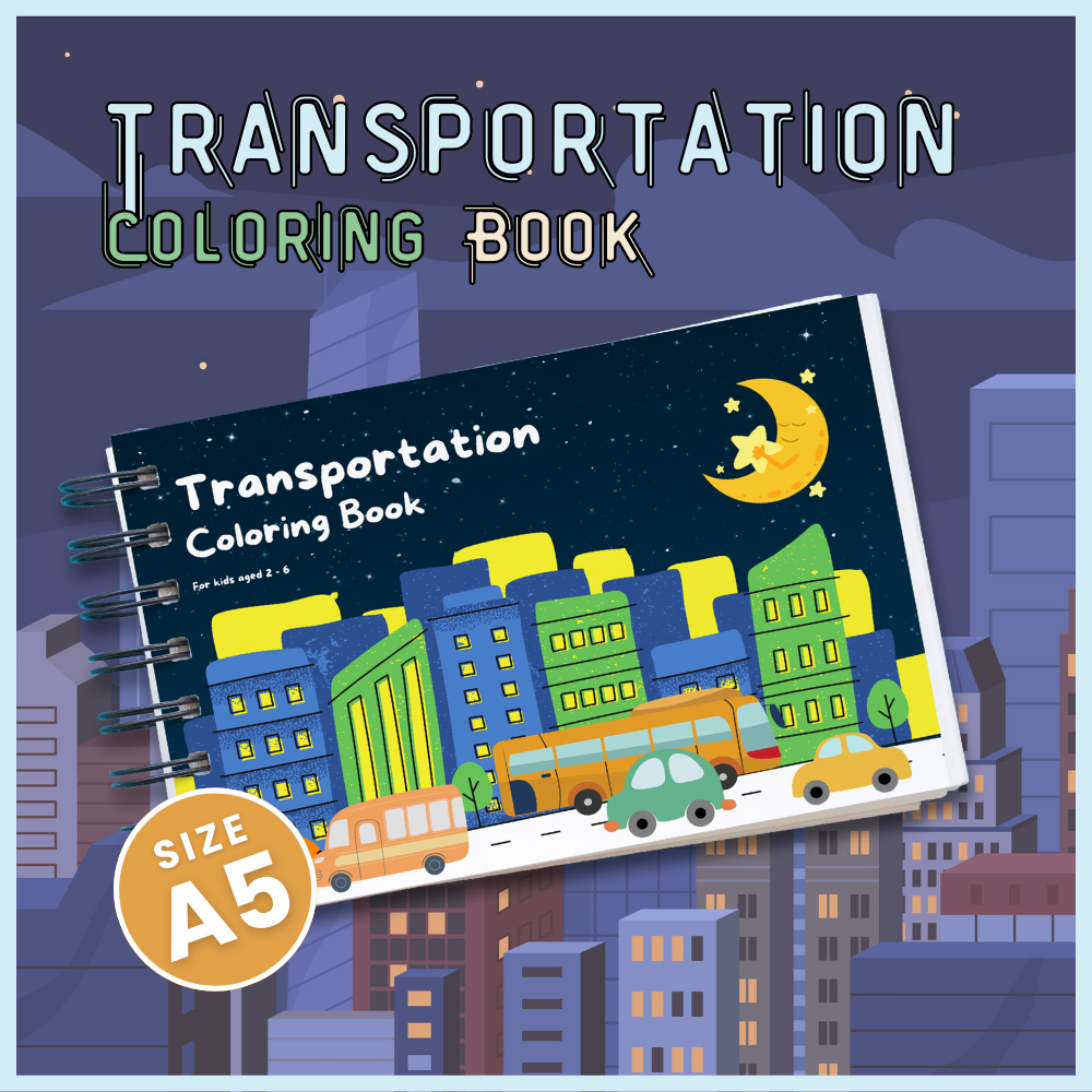 

PREMIUM Buku Mewarnai Gambar Anak Lucu Edukasi Seri Transportation / Transportasi A5 untuk Usia 3 sampai 6 Tahun