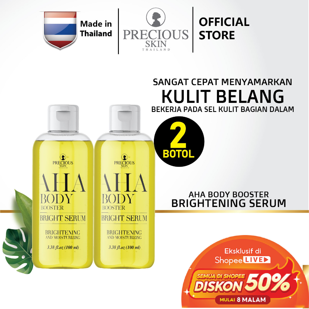 Terlaris Precious Skin Thailand AHA Brightening & Whitening Body Serum Jumbo Size/Serum Pemutih
