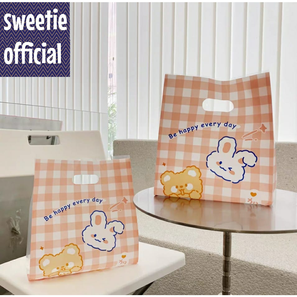 5 PCS KANTONG PLASTIK TENTENG HADIAH PACKAGING HAMPERS ASTHETIC / PLASTIK KRESEK LUCU KAWAII / KANTO