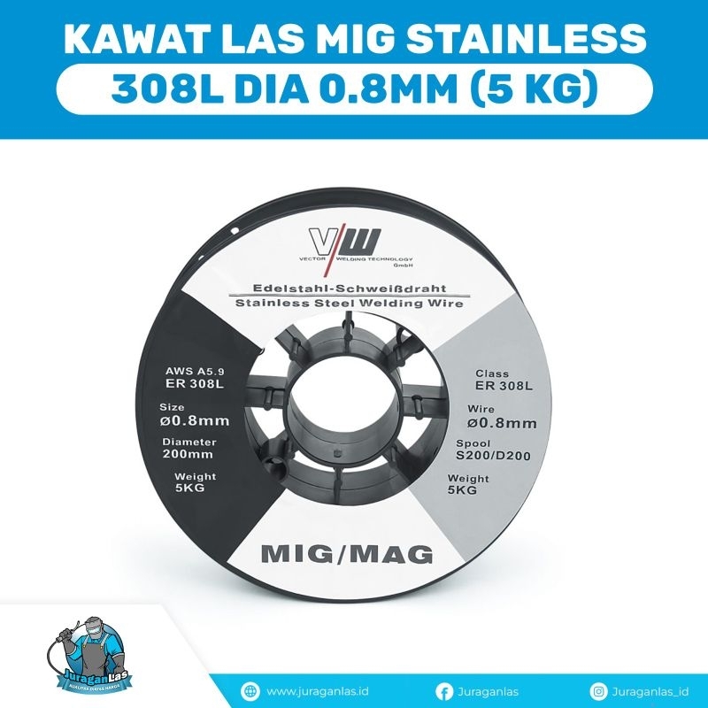 Kawat Las MIG Stainless Wire 308L diameter 0,8mm berat 5kg
