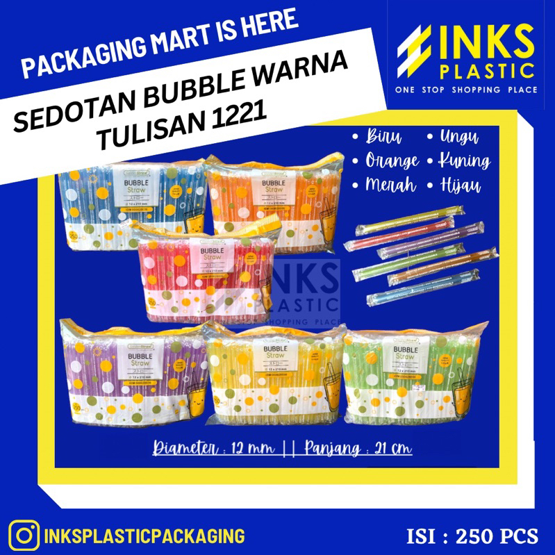 SEDOTAN BUBBLE BOBA WARNA STERIL RUNCING 1221 (250 PCS)