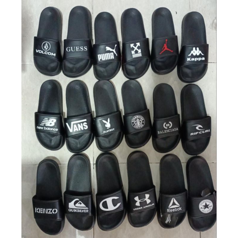 Sandal Selop Karet Distro Pria Branded Original Fashion Terbaru Import Hitam