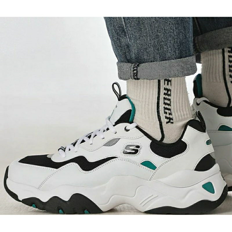 SKECHERS D'LITES 3.0 CATCH A VIBE WHITE/GREEN MEN SIZE 42 ONLY TALI HIDUP ORIGINAL BY SPORT STATION