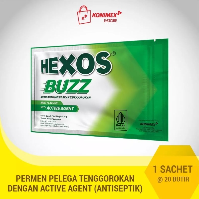 

Permen hexos BUZZ candy permen pelega tenggorokan isi 20 butir