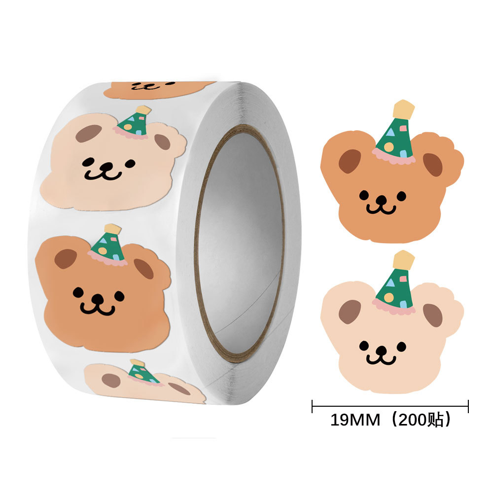 

50pcs Cute Party Hat Bear Seal Sticker Stiker Lucu Stiker Terimakasih Packaging Online Shop Packing Kardus Box