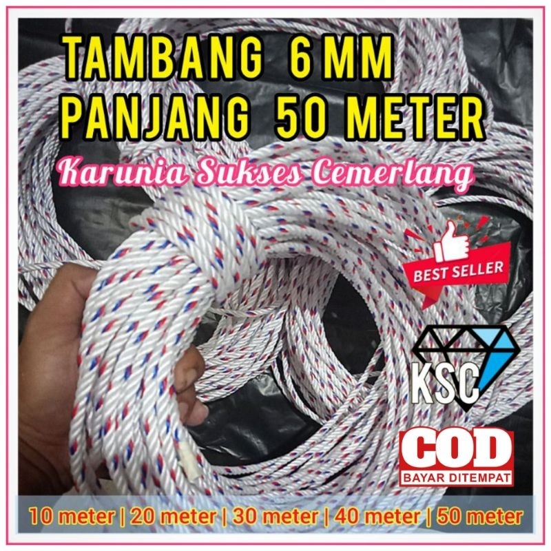 TALI TAMBANG PPD 6MM (50 METER) / TALI PENGIKAT BARANG / TALI KILOAN  / TAMBANG TRUK / TAMBANG LOSBA