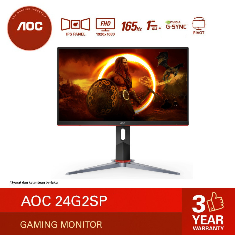 Monitor LED AOC 24G2SP IPS 24inch 165hz 1ms 1080p FHD GSYNC 24" PIVOT
