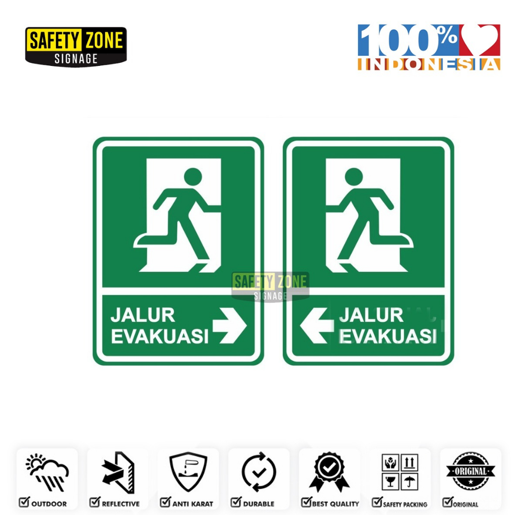 

Sign Sticker Jalur evakuasi Arah Kanan dan Kiri