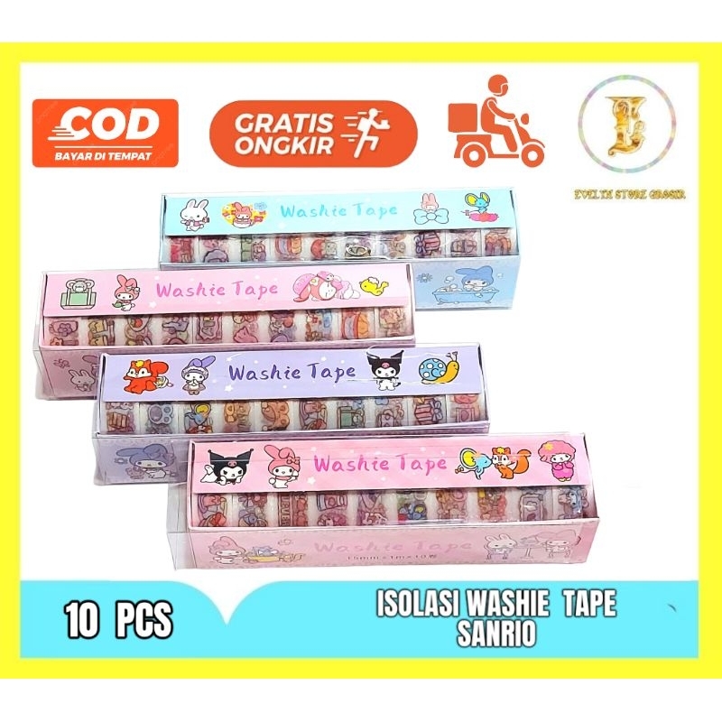 

washi tape Sanrio isolasi solatip isi 10 pcs per Pack