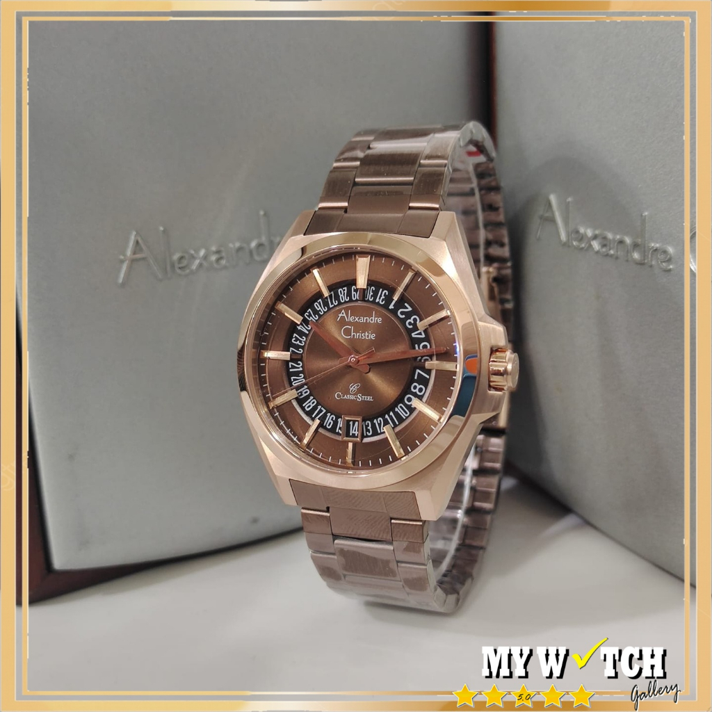 Jam Tangan Alexander Christie Pria AC 8688 MD Rantai Anti Air 0riginal Terbaru Mewah 2023