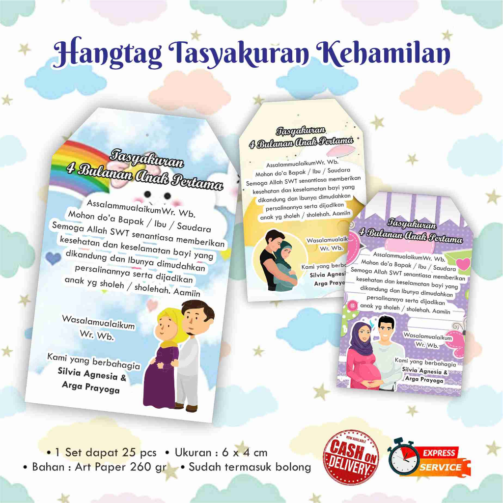 

[25 pcs] Hangtag Tasyakuran Kehamilan 4 bulan / Hamil / Tag / Name Tag