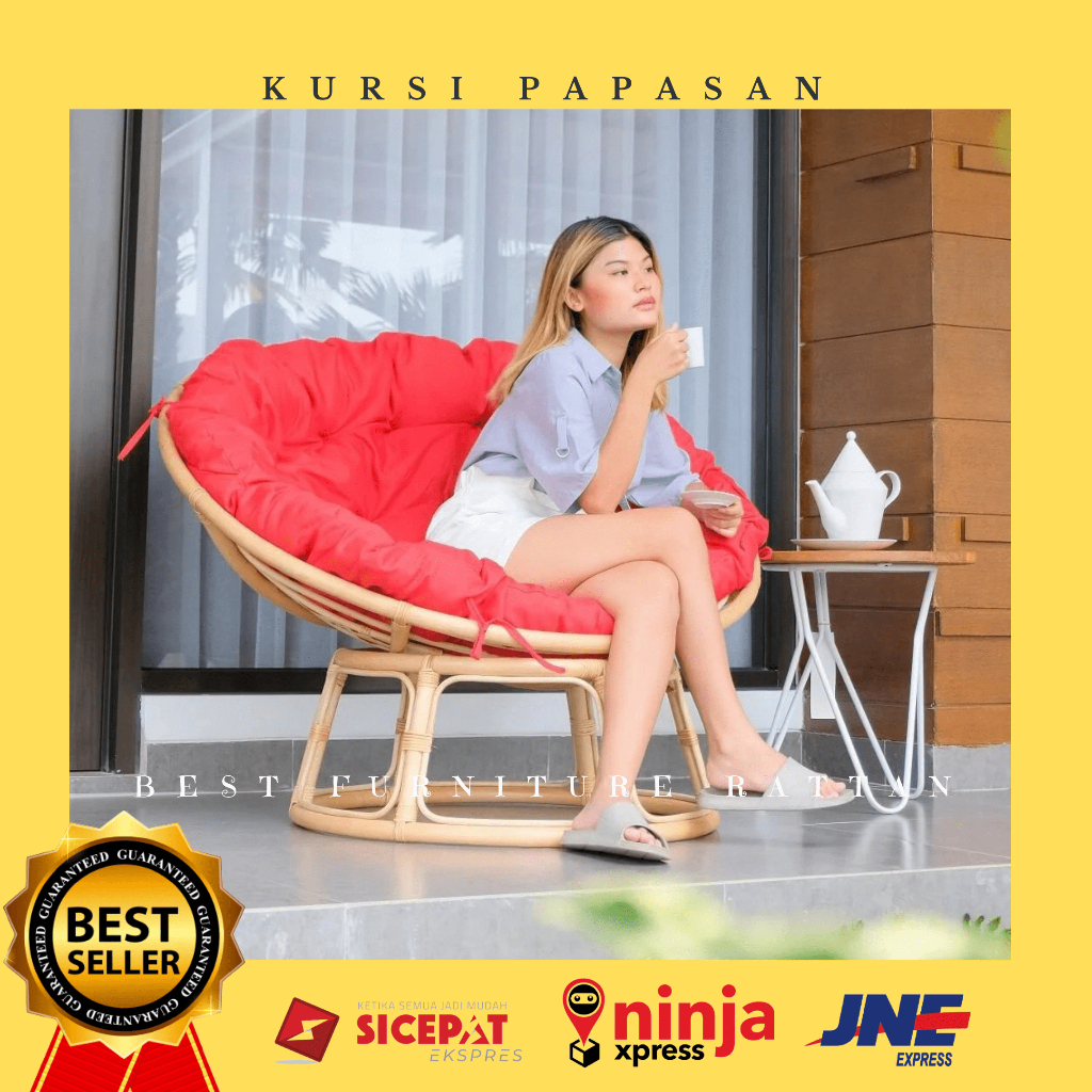 Kursi Korsi Bangku Papasan Para Bola Teras Malas Santai Anyaman Rotan Rattan Asli Empuk Untuk Teras 
