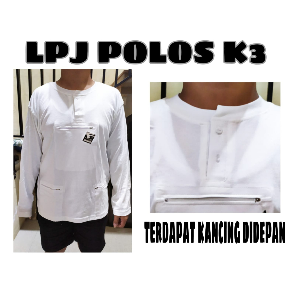 Kaos Oblong Panjang Polos Putih Saku 3 Kancing Haji Umroh