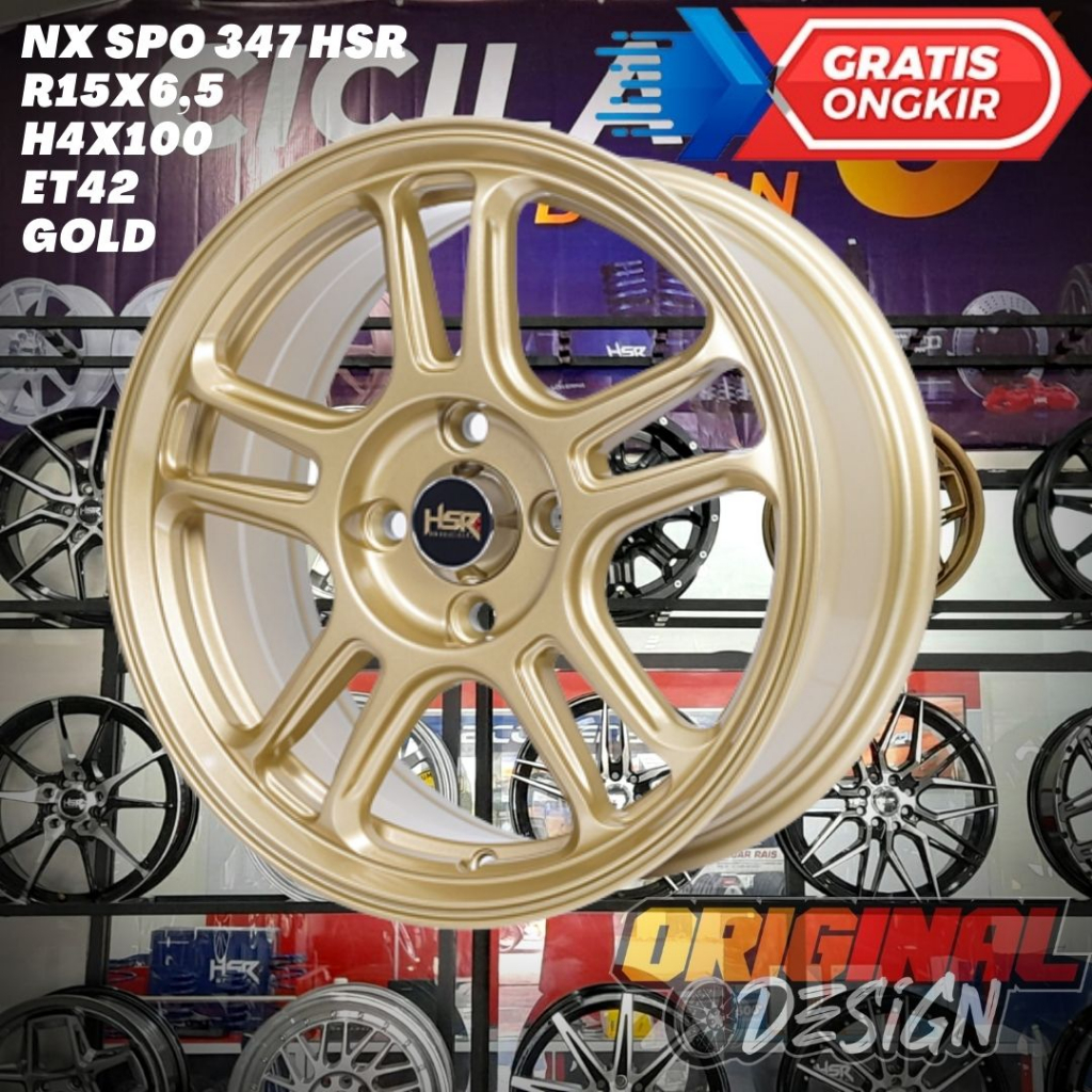 Velg Mobil Ring 15 R15 HSR NX SPO Lobang 4 Gold Gratis Ongkos Kirim