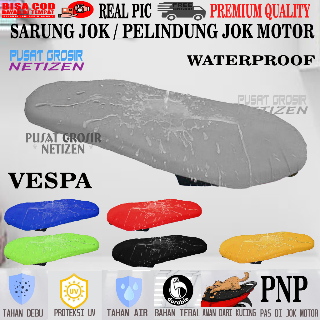 sarung jok sarung cover pelindung jok motor ANTI AIR VESPA KLASIK MATIC UNIVERSAL