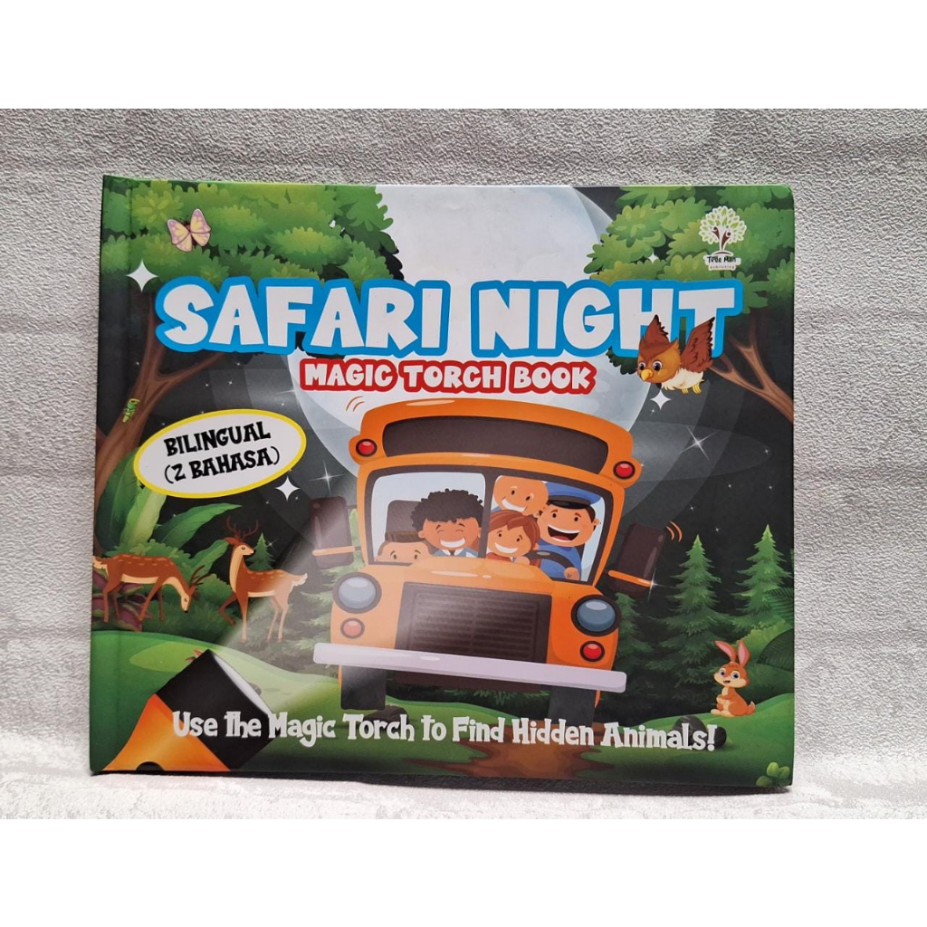 Magic Torch Book Safari Night / Buku cerita anak dengan 2 bahasa (Indo-Inggris) / free sticker lucu