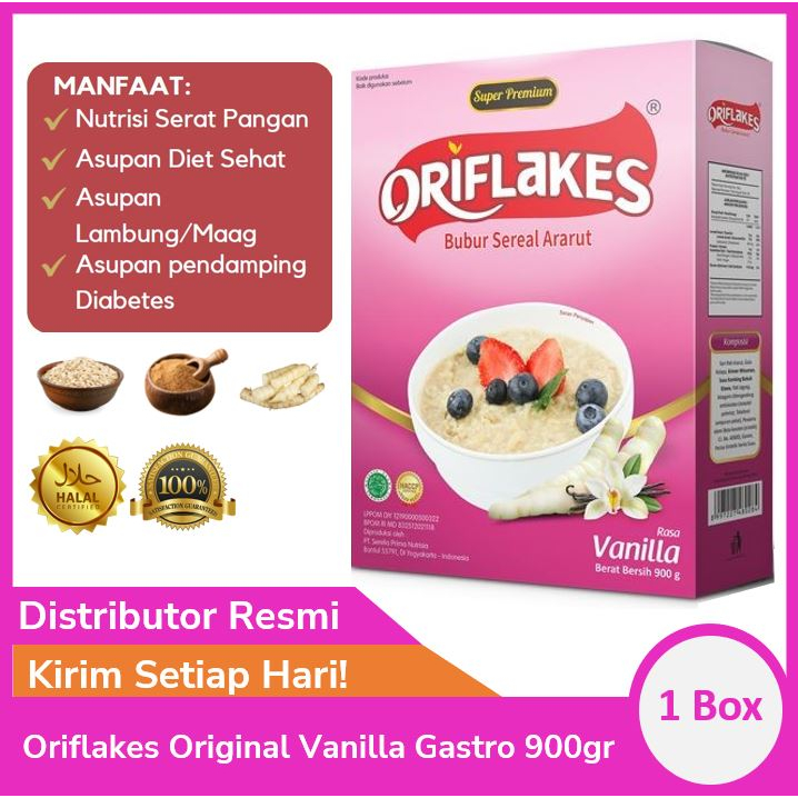 

Oriflakes Gastro Vanilla 900 gr Sereal Umbi Garut Gerd Asam Lambung