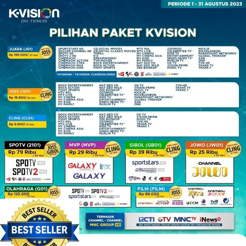 PAKET KVISION BROMO CARTENZ GOL KOMPLIT