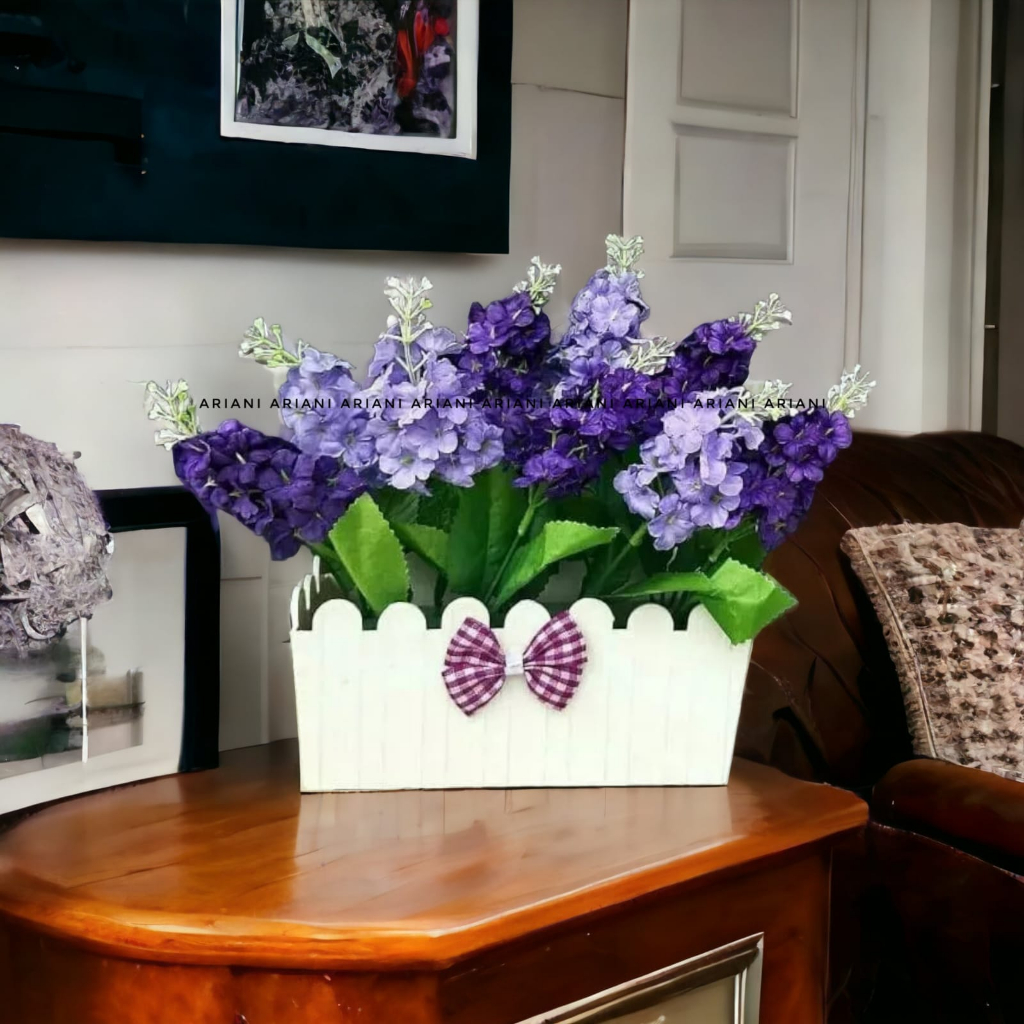 ARIANI1318 SET BUNGA PLASTIK SNAPDRAGON DENGAN POT PAGAR BESAR