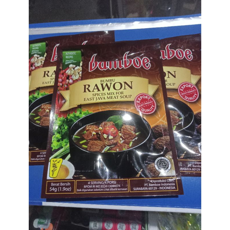 

Bumbu Rawon Bamboe spices mix for netto 54g