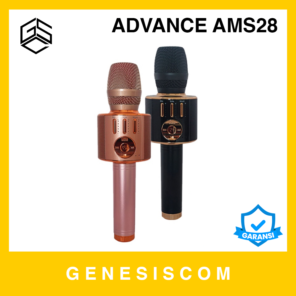 Mic Bluetooth ADVANCE AMS-28 AMS28 - Karaoke Microphone Speaker Wireless Smule Mikrofon