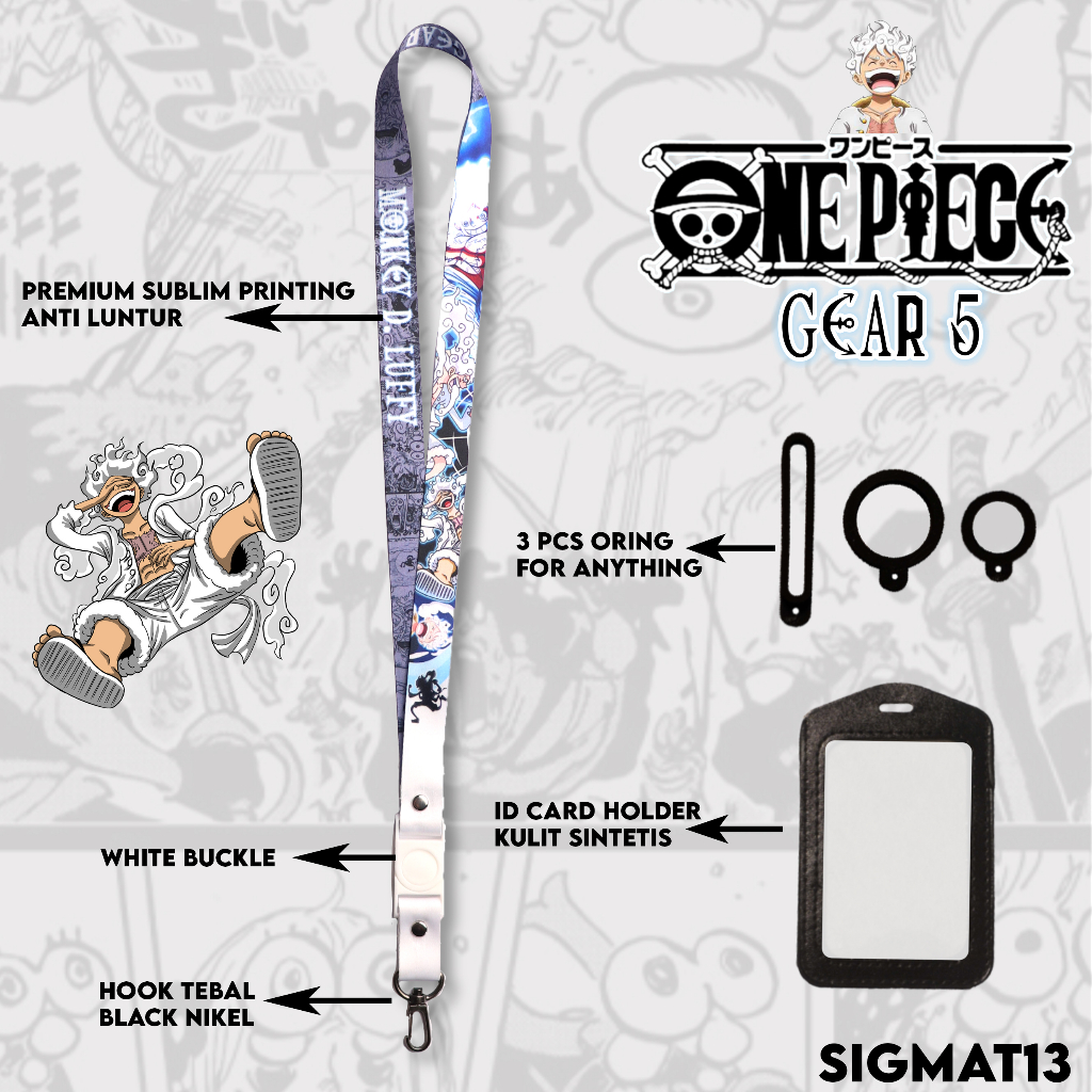 

One Piece Gear 5 Lanyard Sigmat13 Gantungan id card Printing name tag
