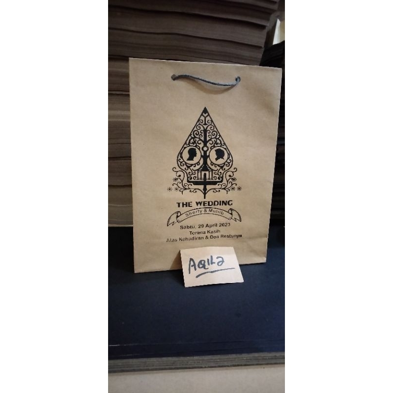 

Paper bag tas sablon ukuran wafer besar sablon free desain