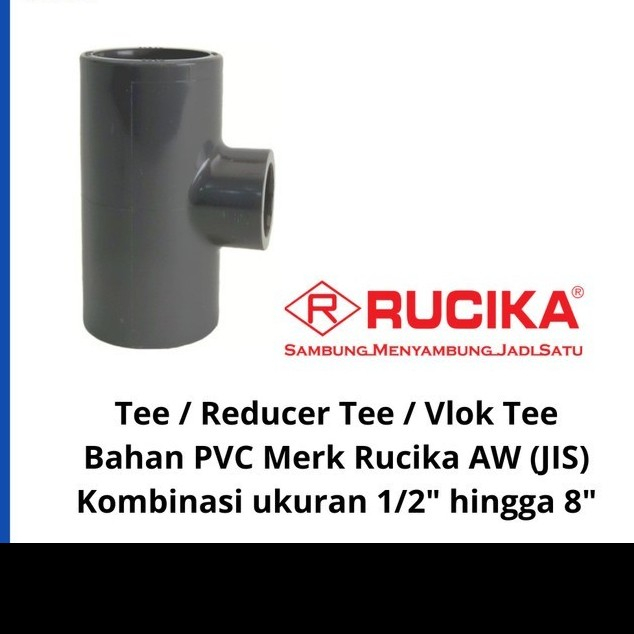 Reducer T Verlop Vlok Tee 1" x 1/2" inch PVC Rucika AW