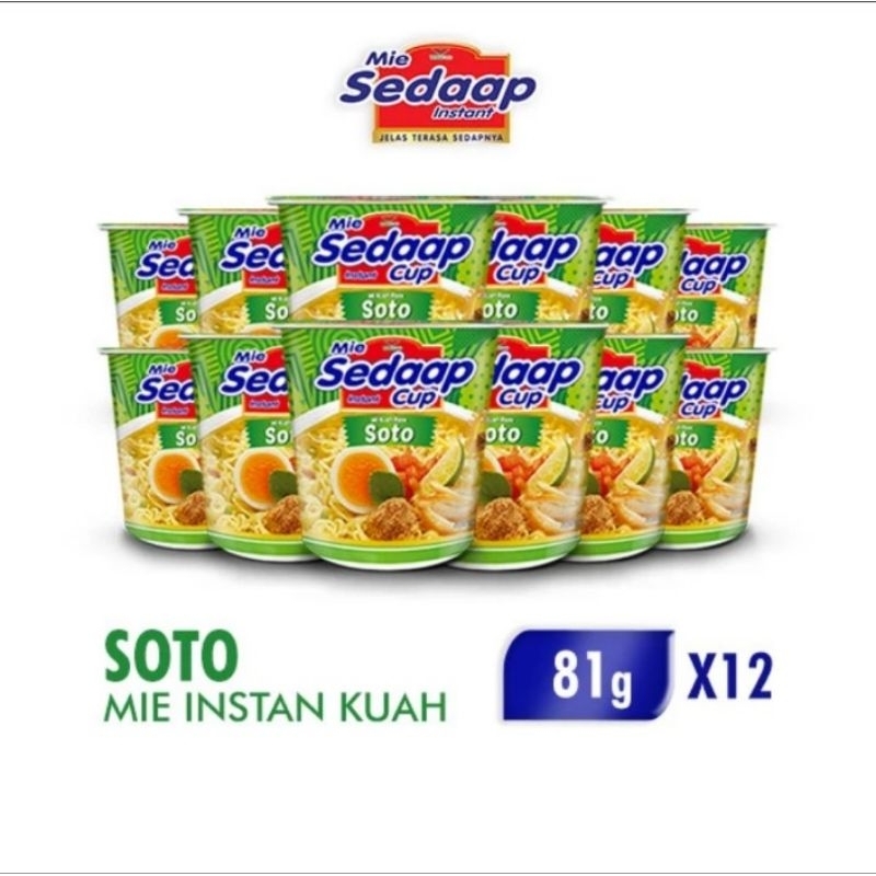 

Mie Sedaap Cup Instant Noodle Mi Rasa Soto 81g 1 Dus 12 Pc