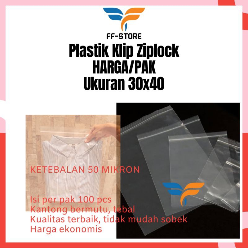 

[30x40] PER PAK Plastik Klip Ziplock Bening Isi 100 Pcs