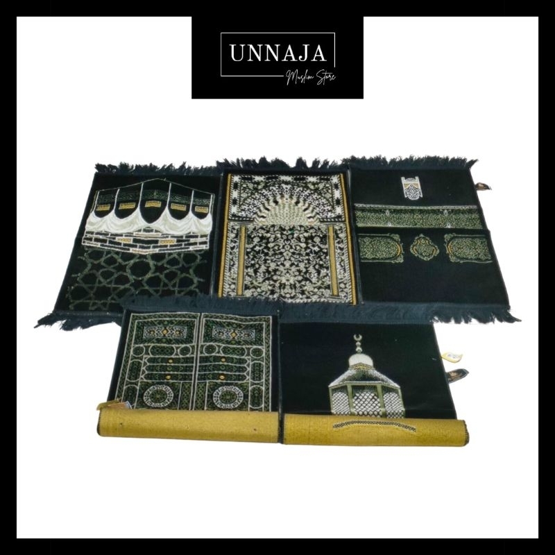 UMS - Sajadah Muka Kecil Hitam / Sajadah Sujud Turkiye Turki / Sajadah Gambar Kiswah / Oleh-Oleh Haj