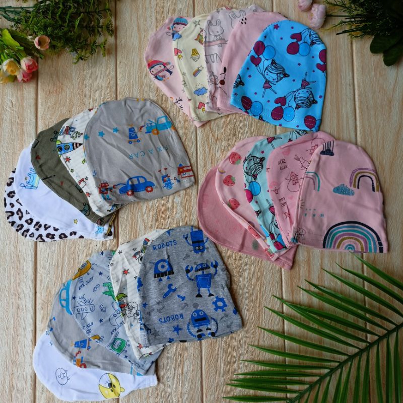 5 PCS Topi Bayi Cewe Cowo / Topi Import Bayi / Kupluk Bayi / Lobe Bayi / Topi Bayi Baru Lahir / Baby