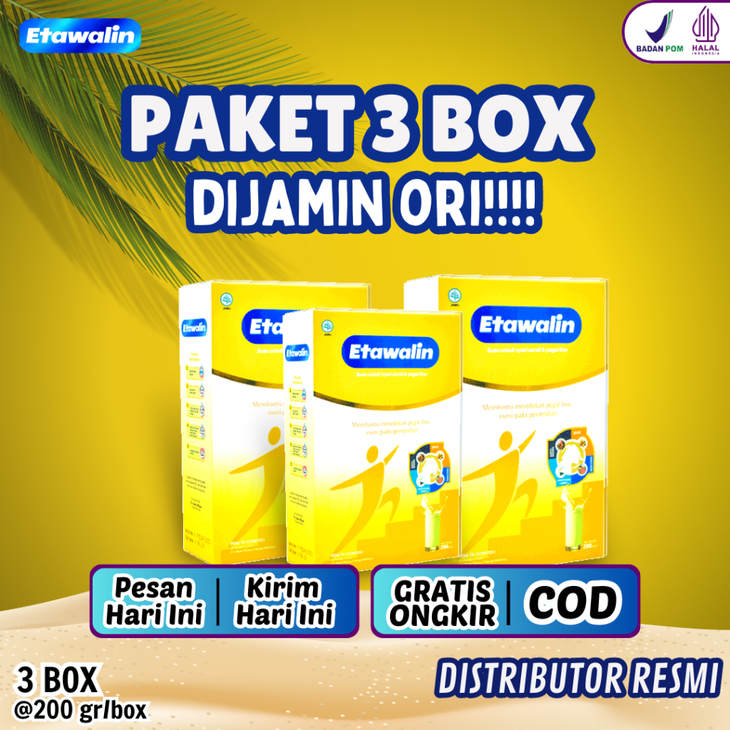 

PAKET 3 BOX SUSU ETAWALIN - Paket Sembuh Susu Sendi Atasi Radang Sendi Nyeri Tulang Cegah Osteoporosis Osteoartritis Pen