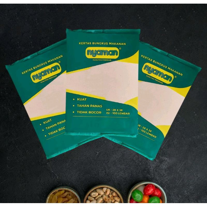 

Kertas Minyak Bungkus Nasi 28x38cm isi 100 Lembar Kertas Minyak Laminasi Kertas NAsi bungkus