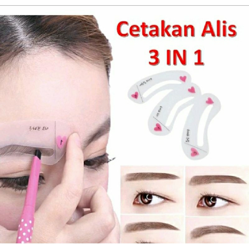 AS Cetakan Alis 3 IN 1 Mini Eyebrow Template Kit 3in1 Pencetak Alis 3 Bentuk Alis Murah Import